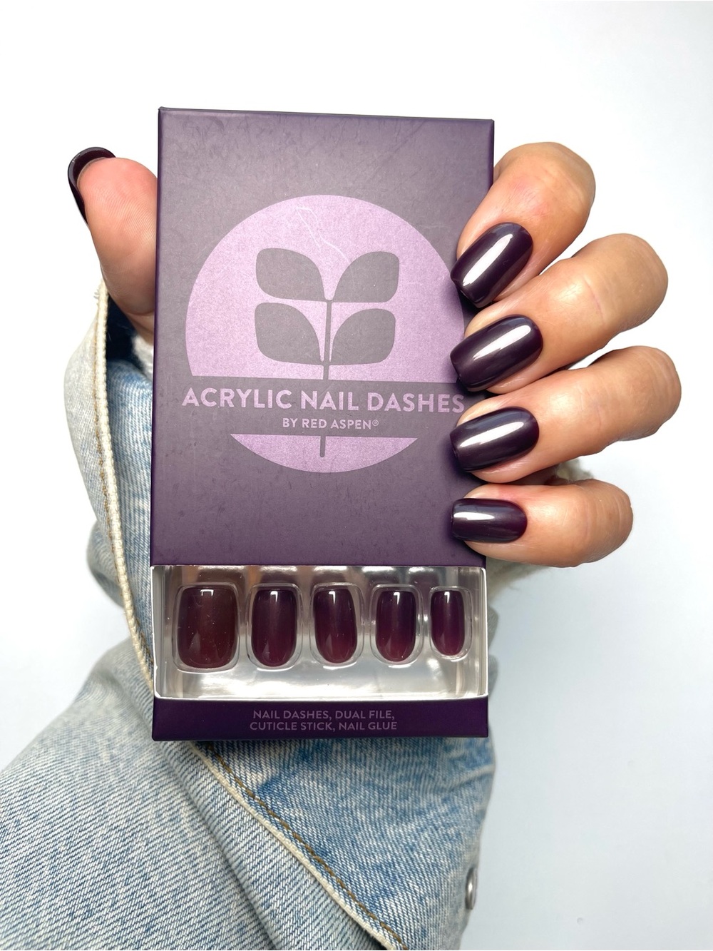Acrylic Nail Dashes Press-On Set by Red Aspen —   🪻DANICA🪻Deep Plum Purple